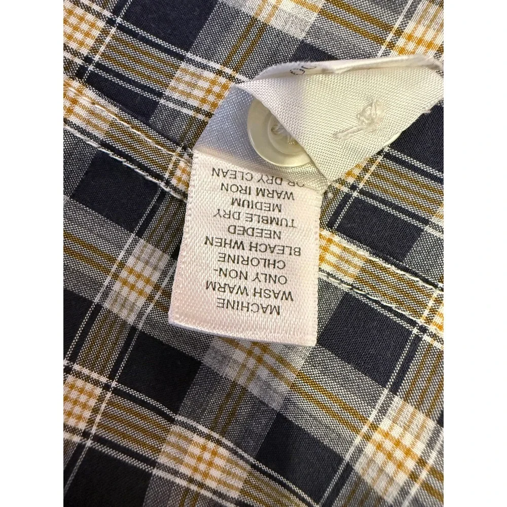 Banana Republic Classic Fit Plaid Button Down Shirt Men's‎ Size L Navy Tan